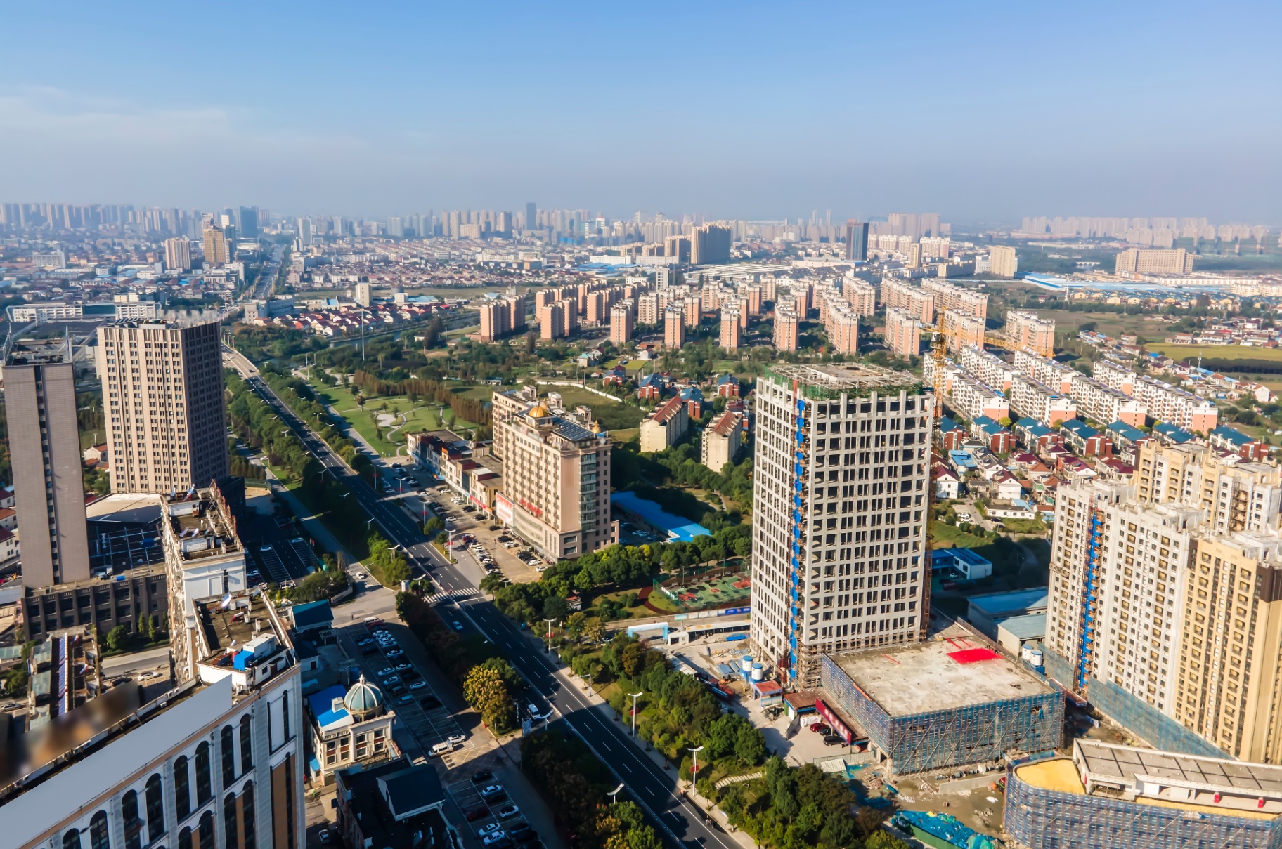 Aerial cityscape view